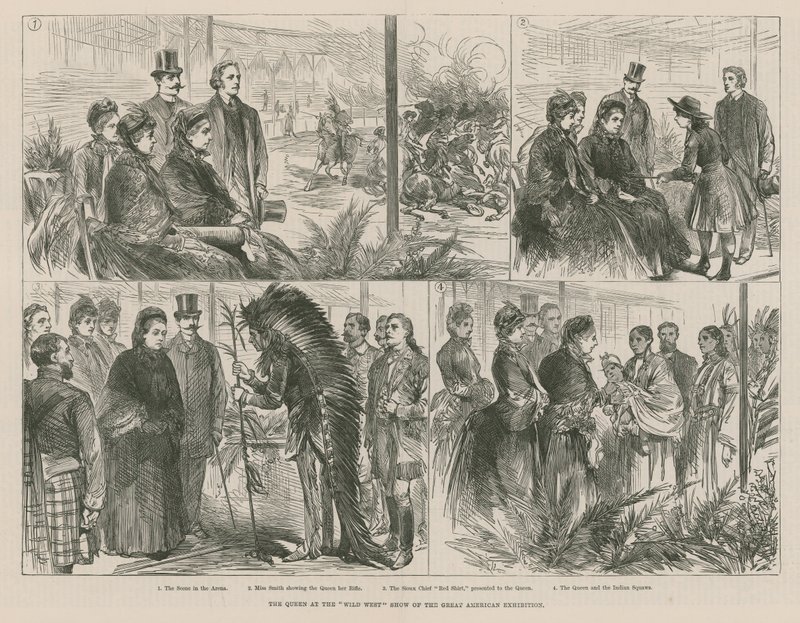 The Queen at the Wild West show of the Great American Exhibition by English School
