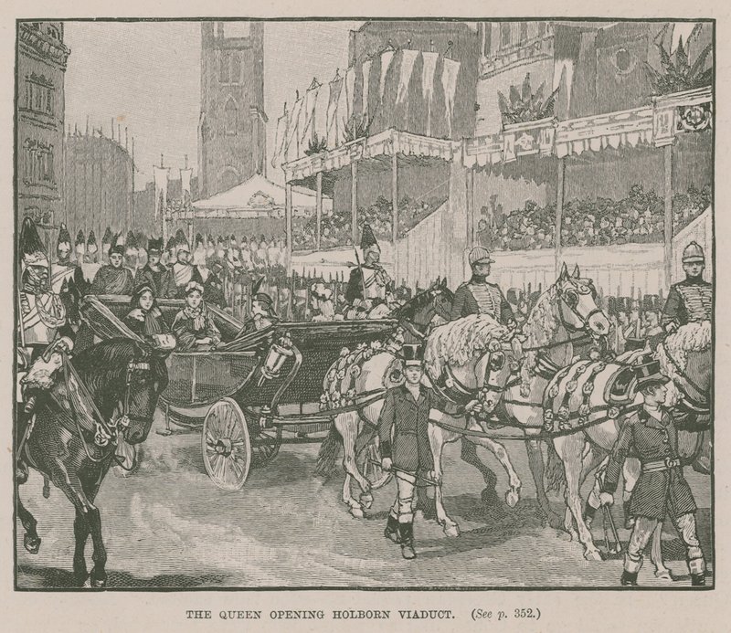 The Queen Opening Holborn Viaduct, London by English School