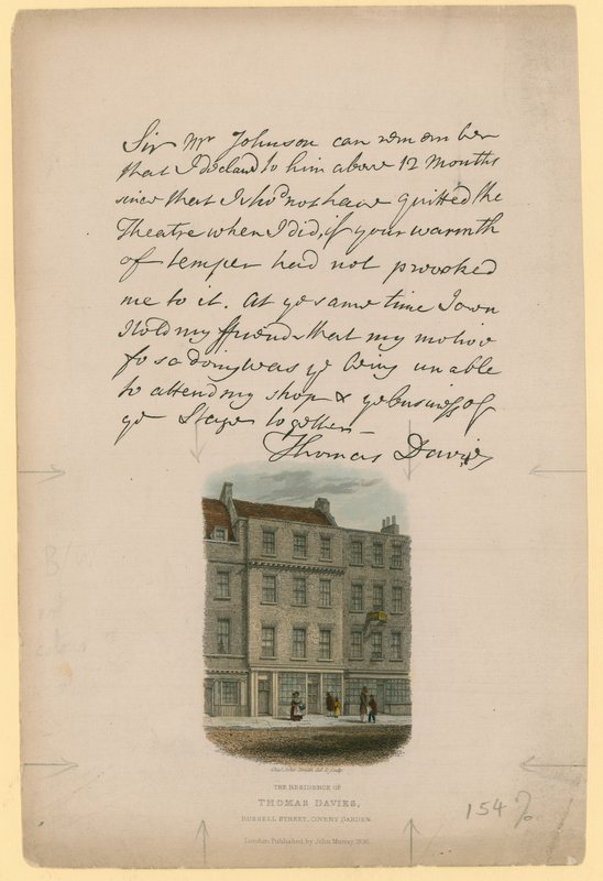 The Residence of Thomas Davies, Russell Street, Covent Garden, London by English School