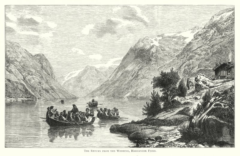 The Return from the Wedding, Hardanger Fjord by English School