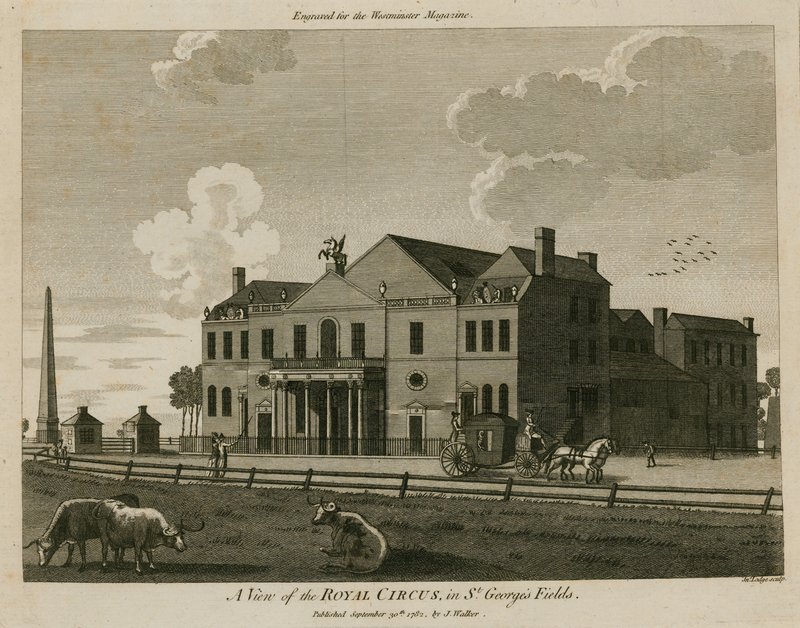 The Royal Circus in St Georges Fields, Surrey, near the Obelisk by English School