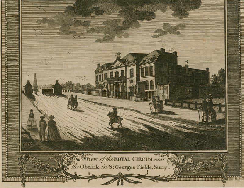 The Royal Circus in St Georges Fields, Surrey, near the Obelisk by English School