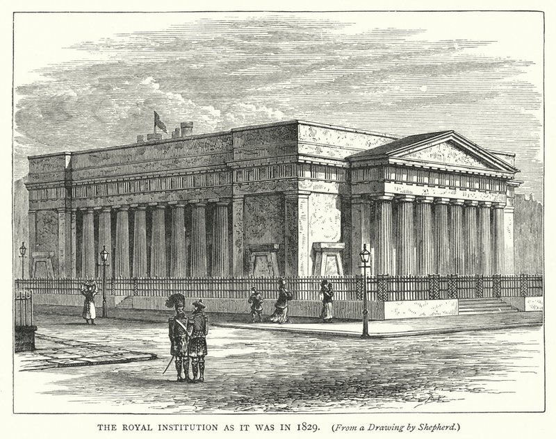 The Royal Institution as it was in 1829 by English School