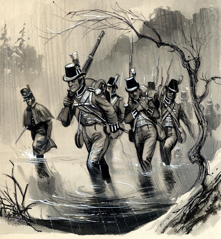 The Royal Marines fighting the Americans in the Great Lakes in the war with the United States by English School