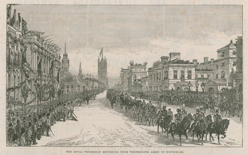 The Royal Procession Returning from Westminster Abbey up Whitehall by English School