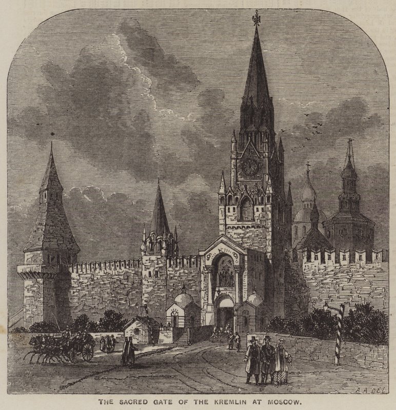 The Sacred Gate of the Kremlin at Moscow (engraving) by English School