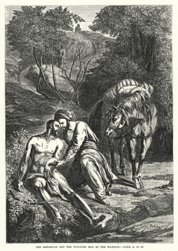 The Samaritan and the Wounded Man at the Wayside, Luke X, 30-35 by English School