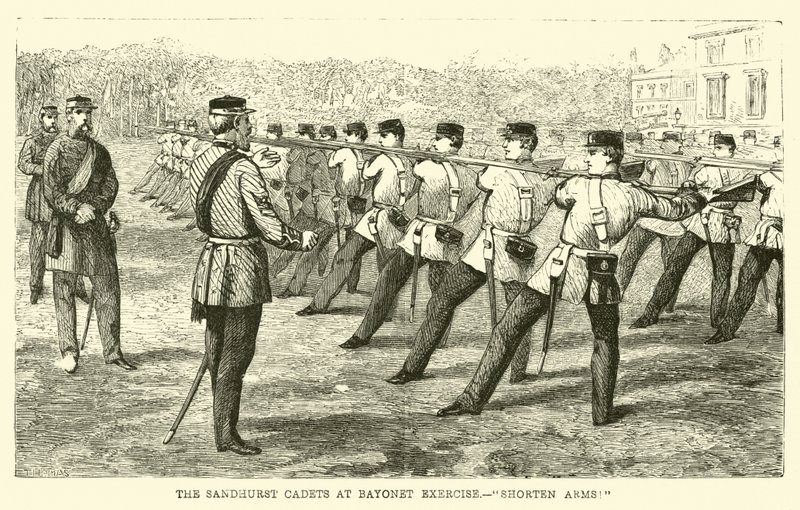 The Sandhurst Cadets at Bayonet Exercise, Shorten Arms! by English School