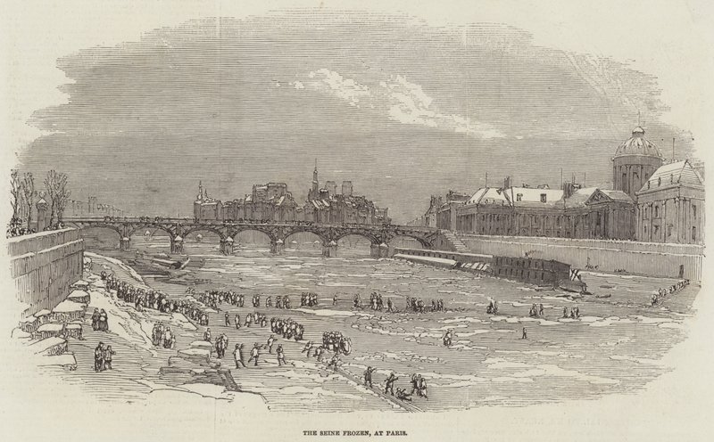 The Seine Frozen, at Paris by English School