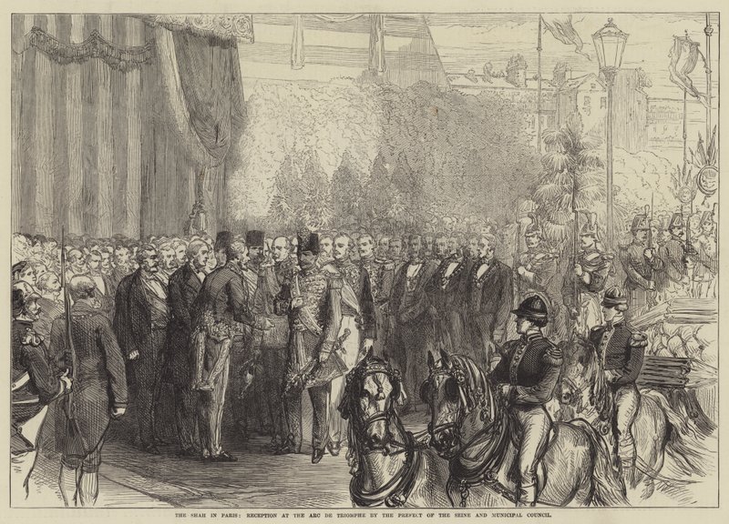 The Shah in Paris, Reception at the Arc de Triomphe by the Prefect of the Seine and Municipal Council by English School