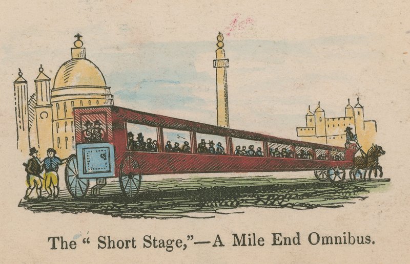 The Short Stage - a Mile End omnibus; cartoon by English School