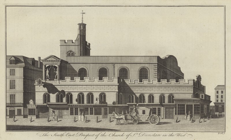 The South-east Prospect of the Church of St Dunstan in the West, London by English School