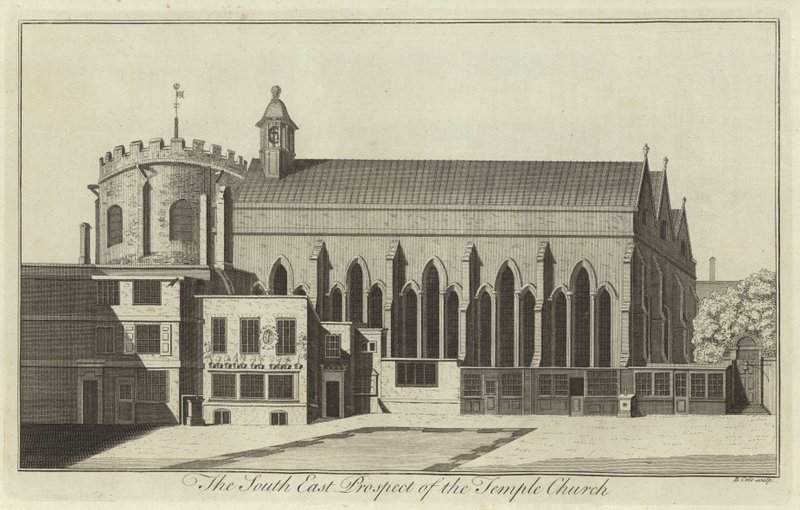 The South East Prospect of the Temple Church, London by English School