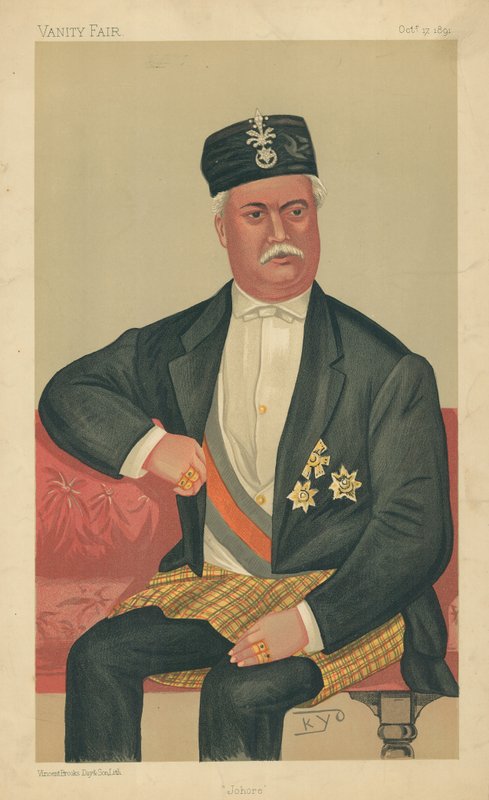 The Sultan of Johore, Johore, 17 October 1891, Vanity Fair Cartoon by English School