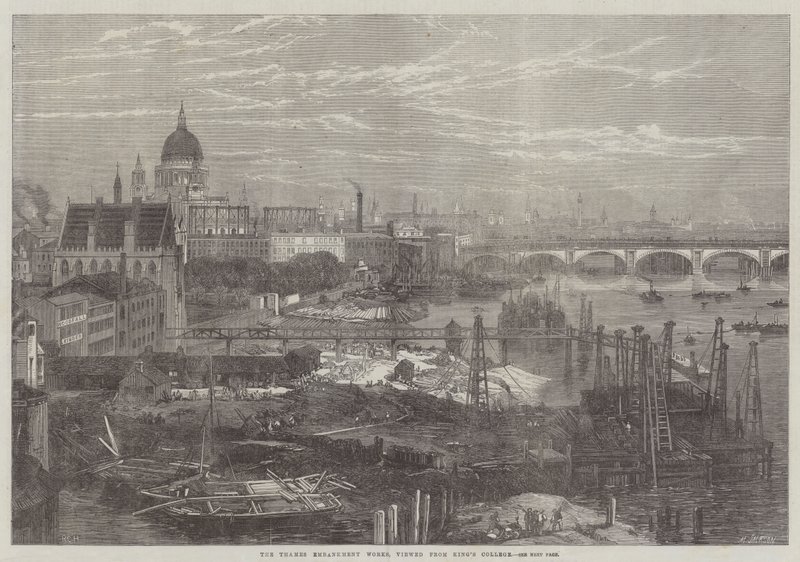 The Thames Embankment Works, viewed from King