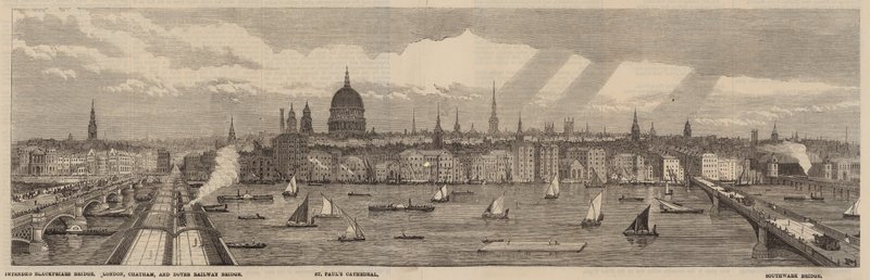 The Thames Embankment on the north side of the Thames from the Palace of Westminster to Blackfriars Bridge by English School