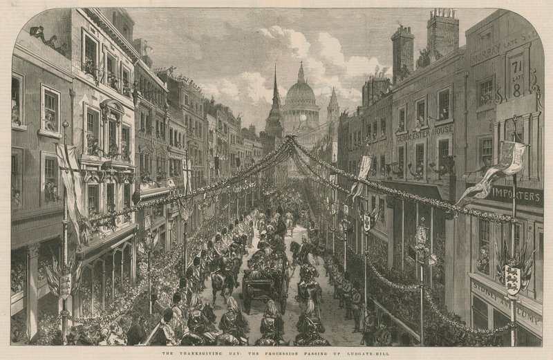 The Thanksgiving Day: The Procession Passing Up Ludgate Hill by English School