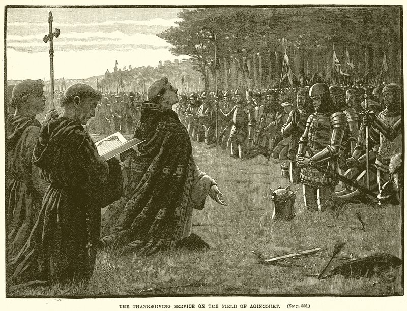 The Thanksgiving Service on the Field of Agincourt by English School