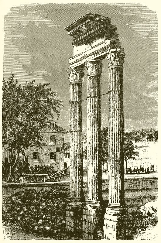 The Three Columns of the Temple of Castor by English School