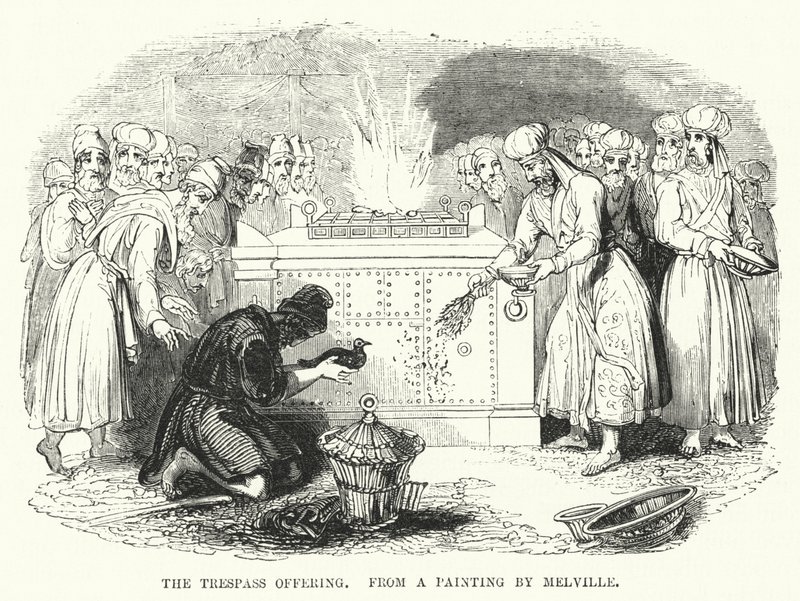 The Trespass Offering, from a painting by Melville by English School