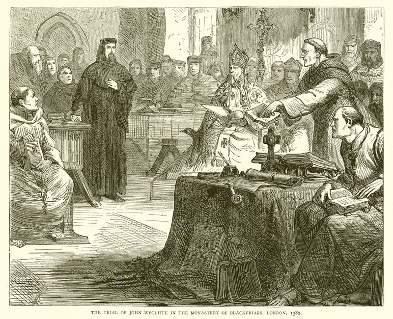 The Trial of John Wycliffe in the Monastery of Blackfriars, London, 1382 by English School
