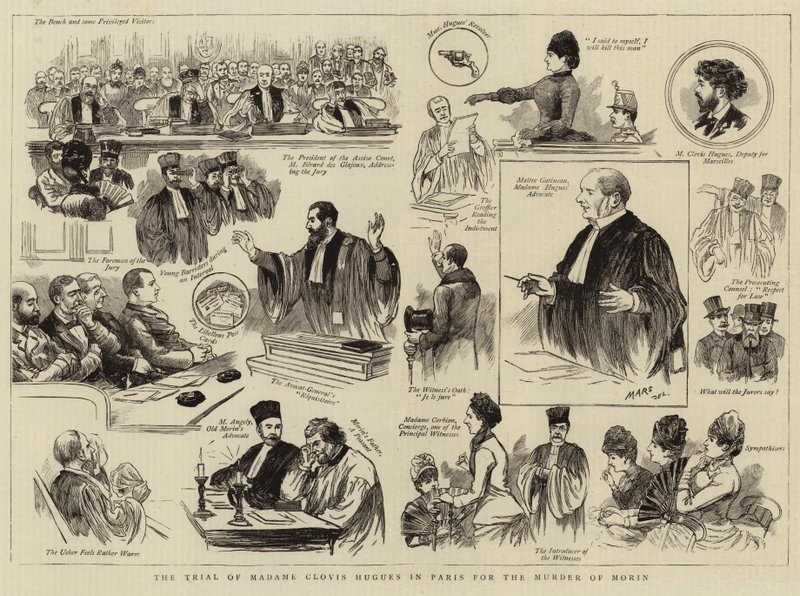 The Trial of Madame Clovis Hugues in Paris for the Murder of Morin by English School