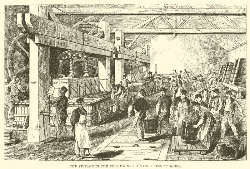 The Vintage in the Champagne: A Wine-Press at Work by English School