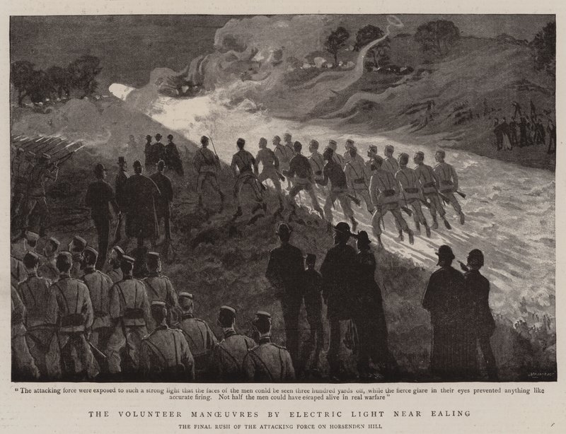 The Volunteer Manoeuvres by Electric Light Near Ealing by English School