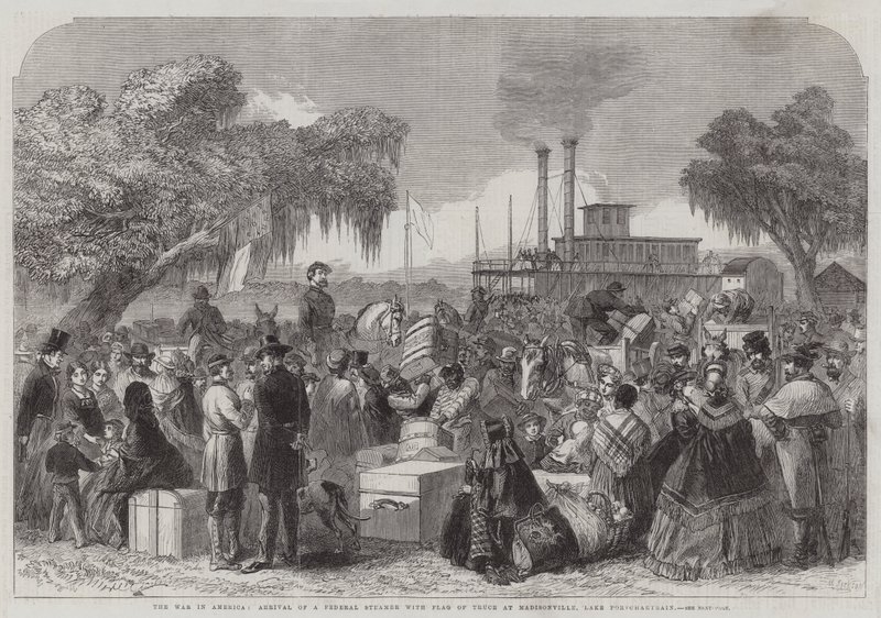 The War in America, Arrival of a Federal Steamer with Flag of Truce at Madisonville, Lake Portchartrain by English School