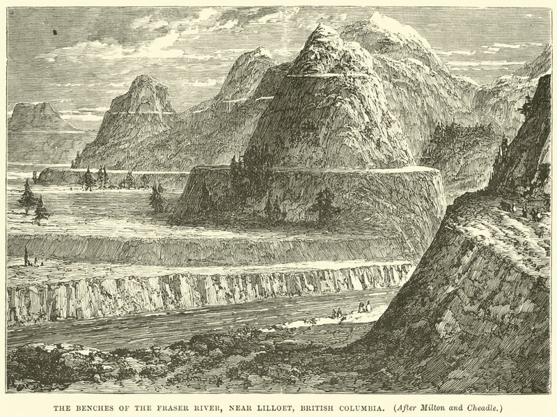 The benches of the Fraser River, near Lilloet, British Columbia by English School