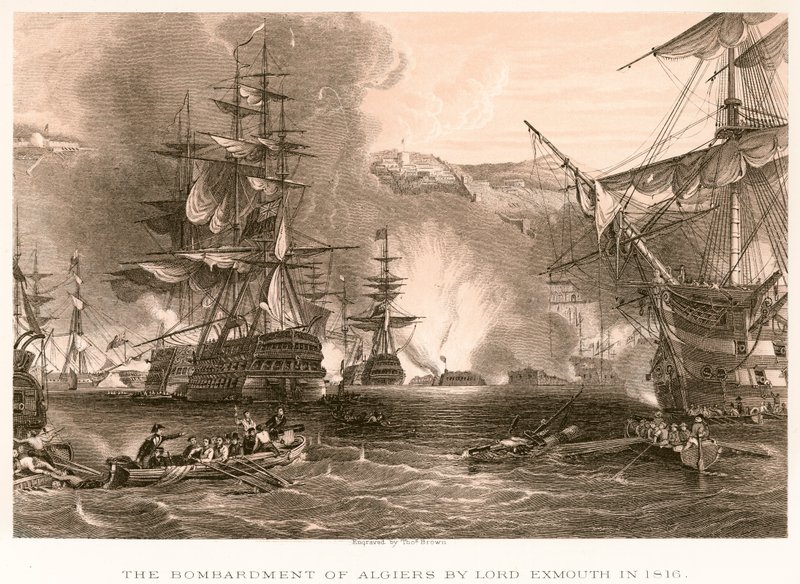 The Bombardment of Algiers by Lord Exmouth in 1816 by English School