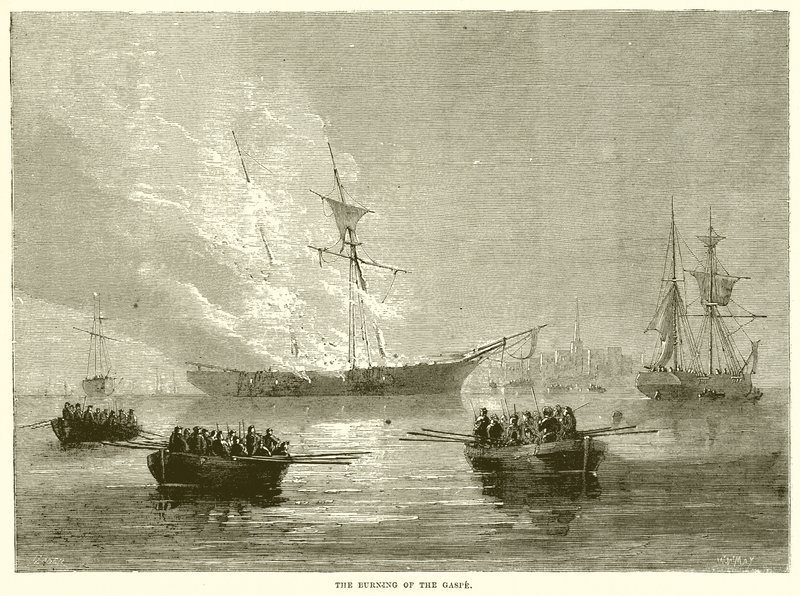 The burning of the Gaspe by English School