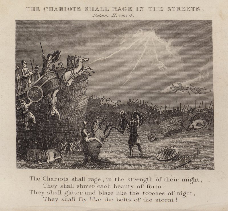 The Chariots Shall Rage in the Streets, Nahum 2:4 by English School