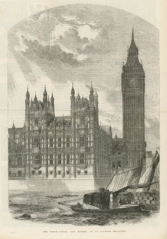 The Clock Tower at the New Houses of Parliament by English School