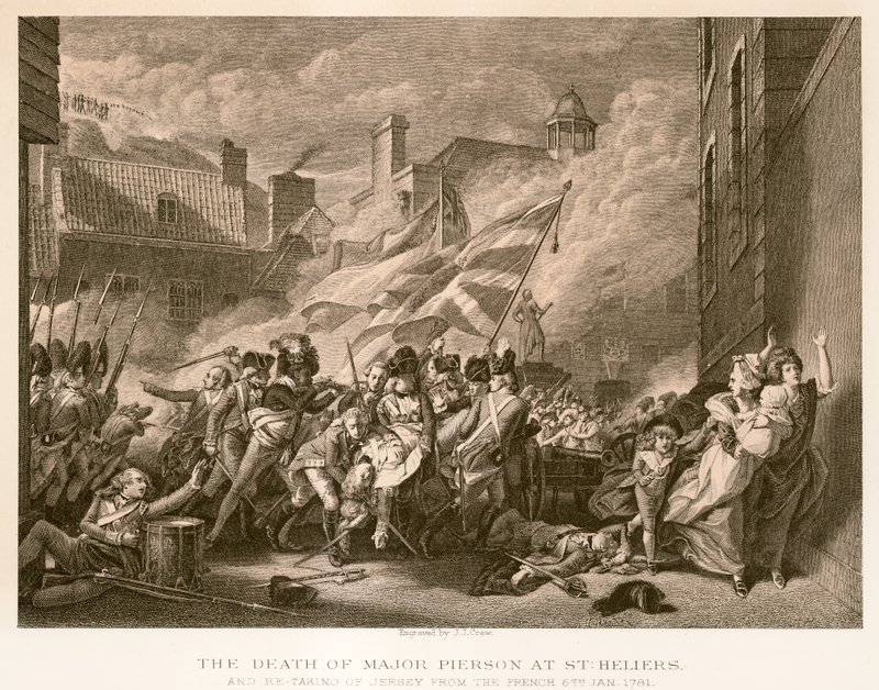 The Death of Major Pierson at St. Heliers by English School