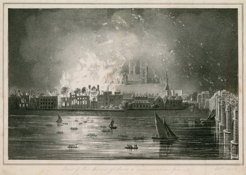 The Destruction by Fire of the Houses of Parliament on 16 October 1834 by English School