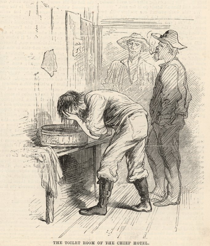 The Diamond Fields at Orange Vaal River, South Africa; The Toilet Room of the Chief Hotel by English School