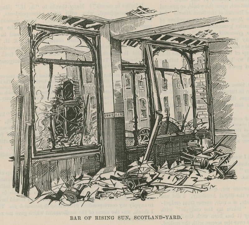 The Dynamite Outrage in Westminster; Bar of the Rising Sun by English School