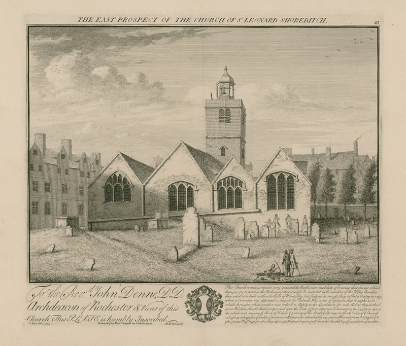 The East Prospect of Church of St Leonard Shoreditch by English School