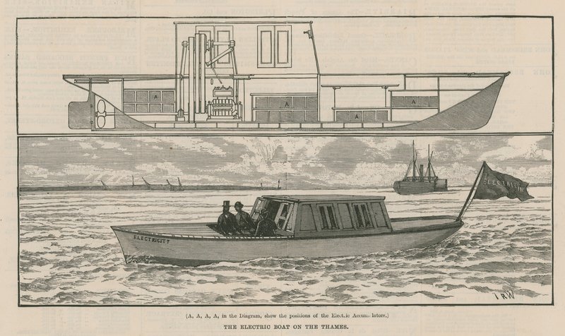 The Electric Boat on the Thames by English School