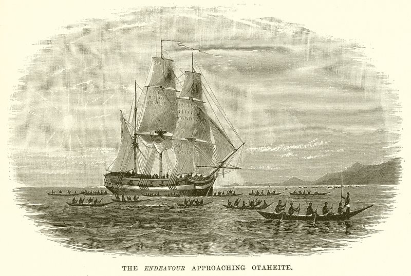 The Endeavour Approaching Otaheite by English School