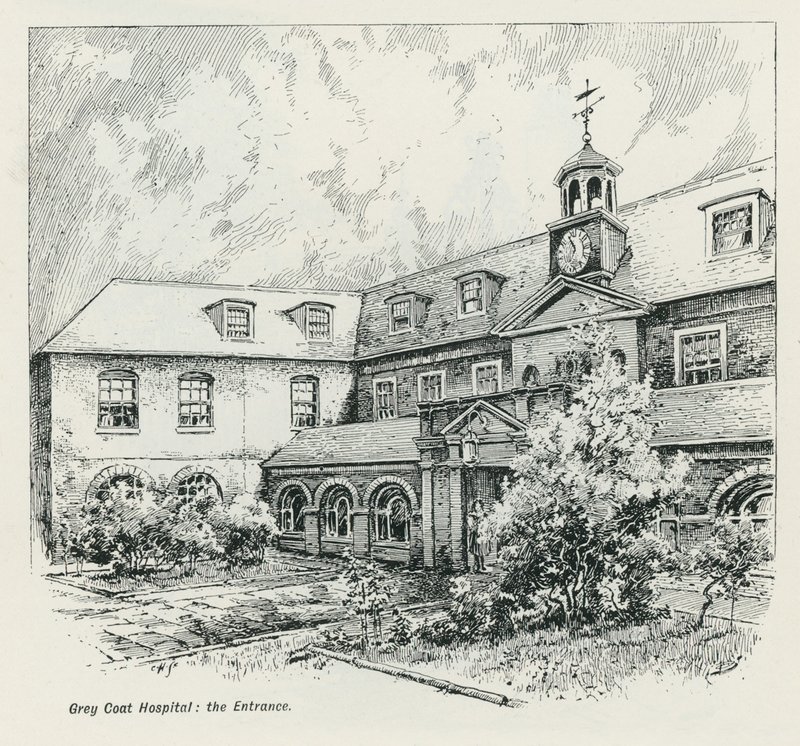 The Entrance of Grey Coat Hospital by English School