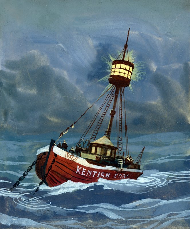 The First Lightship Placed Near the Nore Sandbank by English School