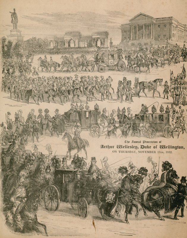 The funeral procession of Arthur Wellesley, the Duke of Wellington, on 18 November 1852 by English School