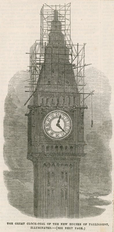 The Great Clock Tower of the New Houses of Parliament by English School