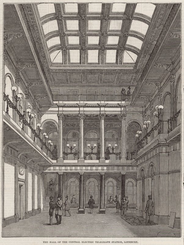 The Hall of the Central Electric Telegraph Station, Lothbury by English School