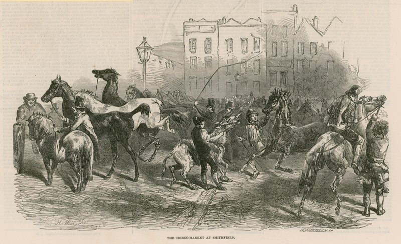 The Horse-Market at Smithfield by English School