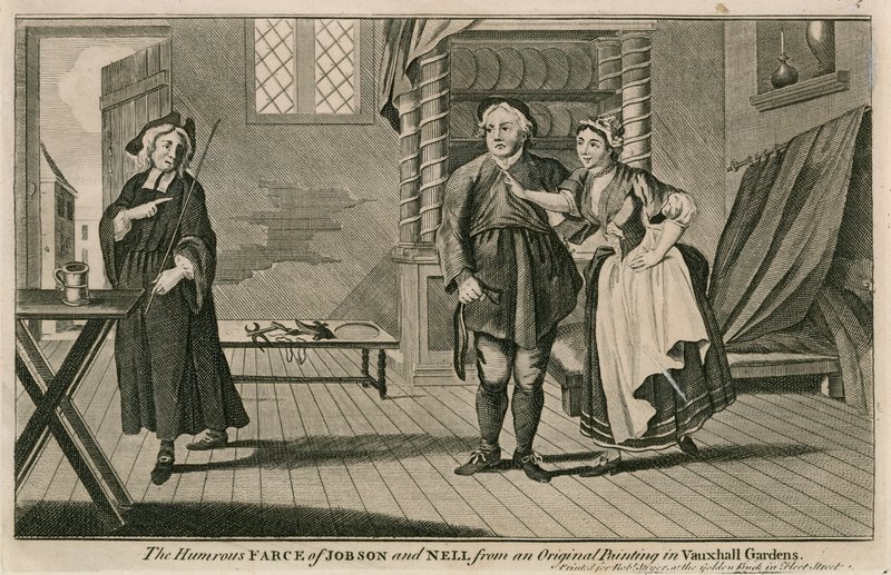The humorous farce of Jobson and Nell from an original painting at Vauxhall Gardens, London by English School