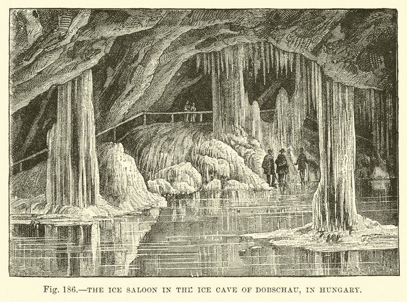 The Ice Saloon in the Ice Cave of Dobschau in Hungary by English School