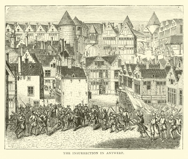 The Insurrection in Antwerp by English School